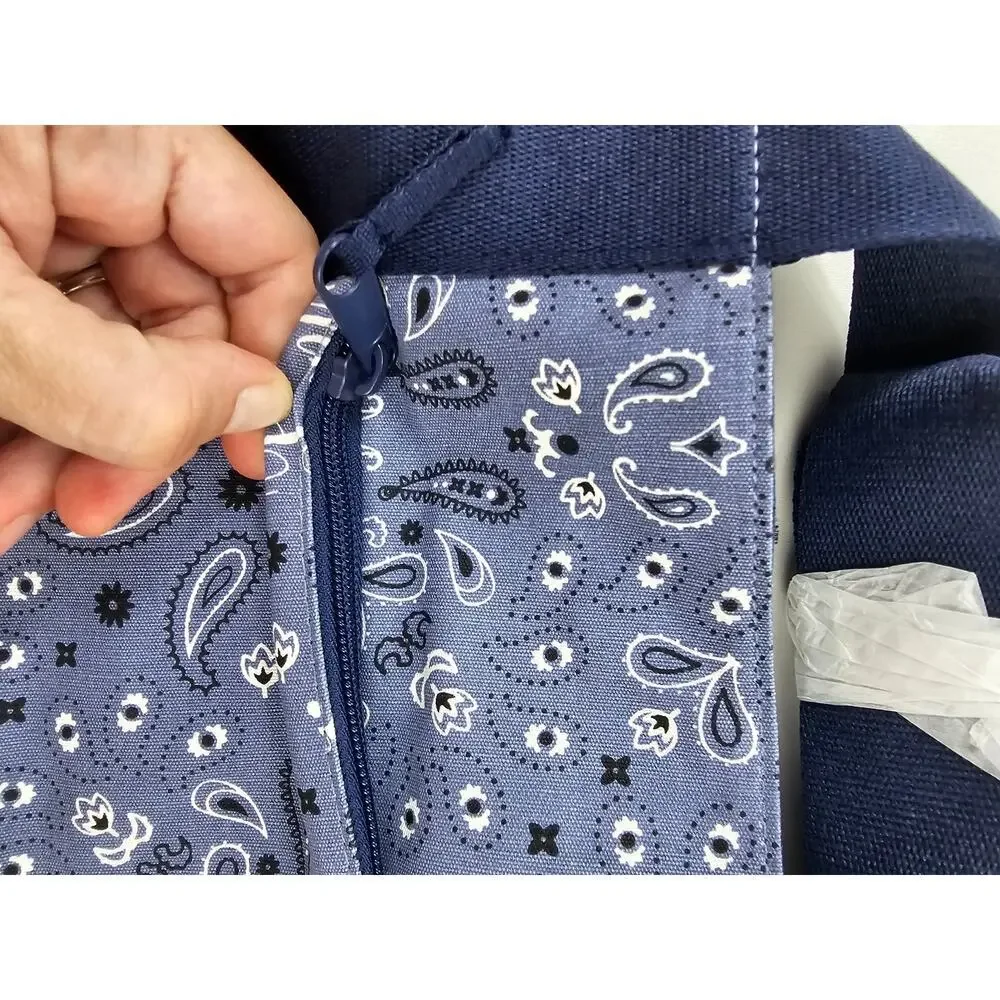 NWT NEW Victoria's Secret PINK blue paisley tote bag zipper pockets gift idea
